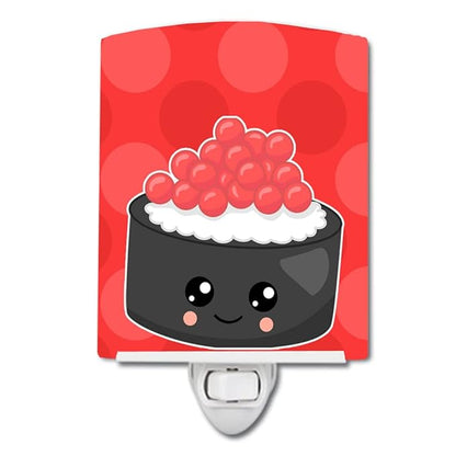 Caroline's Treasures BB8803CNL Salmon Sushi Roll with Face Ceramic Night Light Compact, UL-Certified, Ideal for Bedroom, Bathroom, Nursery, Hallway, Kitchen, 6x4x3, Multicolor