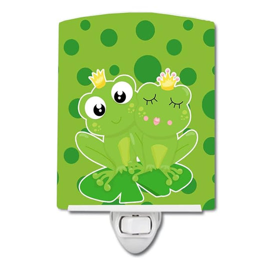 Caroline's Treasures BB8988CNL Frog Prince and Princess Ceramic Night Light Compact, UL-Certified, Ideal for Bedroom, Bathroom, Nursery, Hallway, Kitchen, 6x4x3, Multicolor