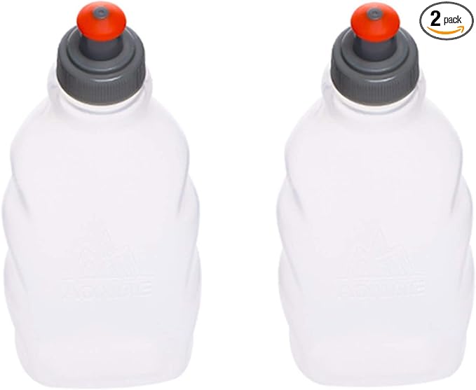 AONIJIE 2 Pcs Sports Collapsible Water Bottle BPA Free + 2 Pcs Replacement Straws Lid - TPU Soft Drink Water Kettle Foldable Flask for Hiking Bicycling Running Climbing (2pcs-250ML)