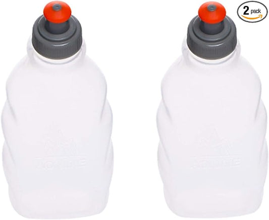 AONIJIE 2 Pcs Sports Collapsible Water Bottle BPA Free + 2 Pcs Replacement Straws Lid - TPU Soft Drink Water Kettle Foldable Flask for Hiking Bicycling Running Climbing (2pcs-250ML)