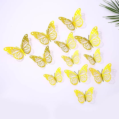 3D Butterfly Wall Decor 48 Pcs 4 Styles 4 Colors 3 Sizes,Gold Silver Laser Rose Butterfly Decorations for Butterfly Birthday Decorations Butterfly Party Decorations Cake Decorations,Removable Sticker