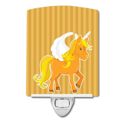 Caroline's Treasures BB9092CNL Unicorn Orange Stripes Ceramic Night Light Compact, UL-Certified, Ideal for Bedroom, Bathroom, Nursery, Hallway, Kitchen, 6x4x3, Multicolor