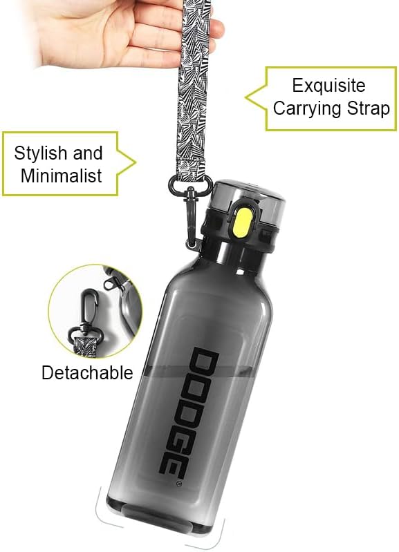 Sports Square Water Bottle 24 oz Reusable Drinking Bottle Portable Leakproof BPA-Free Plastic Water Bottles for Travel Picnic Gym Camping School(Black)