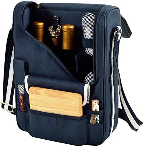 Georgia Tech Yellow Jackets Licensed Deluxe Wine Carrier with Wine Glasses and Accessories for Two Assembled & Quality Approved in The USA