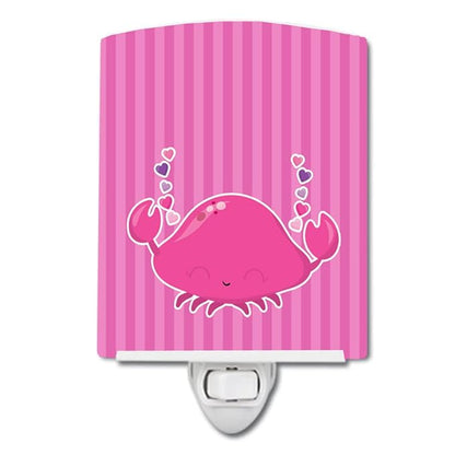 Caroline's Treasures BB7129CNL Pink Crab Ceramic Night Light Compact, UL-Certified, Ideal for Bedroom, Bathroom, Nursery, Hallway, Kitchen, 6x4x3, Multicolor
