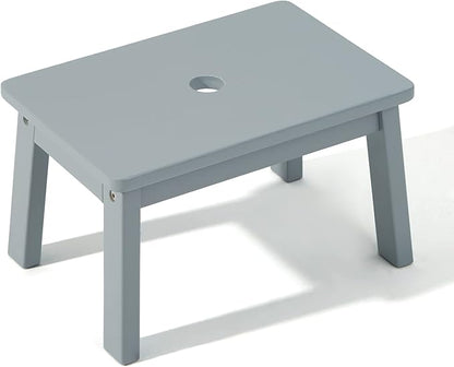 HOUCHICS Wooden Step Stool for Kids,Solid Birch for Kitchen Bedroom Living Room Bathroom Toilet Nursery Toddlers Potty Training Stool with Non-Slip Pads and 220lb Load Capacity (Gray