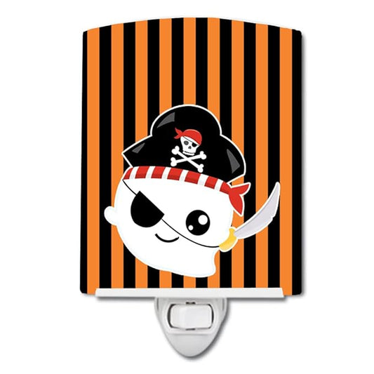 Caroline's Treasures BB6957CNL Halloween Ghost Pirate Ceramic Night Light Compact, UL-Certified, Ideal for Bedroom, Bathroom, Nursery, Hallway, Kitchen, 6x4x3, Multicolor