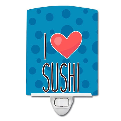 Caroline's Treasures BB8811CNL I Love Sushi Ceramic Night Light Compact, UL-Certified, Ideal for Bedroom, Bathroom, Nursery, Hallway, Kitchen, 6x4x3, Multicolor