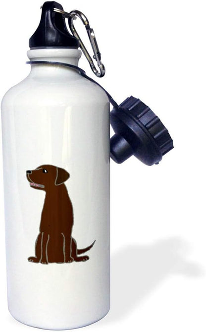 3dRose Cute Artistic Chocolate Labrador Retriever Puppy Dog Sports Water Bottle, 21oz, Multicolored