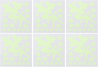 6Pcs Luminous Decorative Wall Stickers,Luminous Light Switch Decals Glow in The Dark,Magic Fairy Wall Stickers(Green Light)