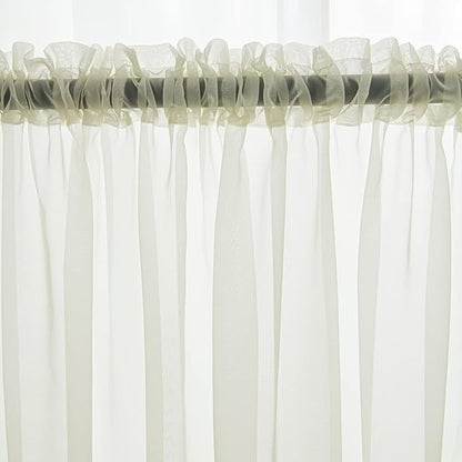 Windows Semi Beige Sheer Curtains 58 Inches Length 52 Inches Width 2 Panels Set Translucent Sheer Curtain Basic Rod Pocket for Bedroom Children Living Room Yard Kitchen
