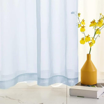 Baby Blue Sheer Curtains 84 Inches Long for Bedroom Rod Pocket Sheer Voile Curtains Panels Light Filtering Blue Sheer Drapes for Windows/Living Room/Boys/Kids Room 52x84 2 Panels