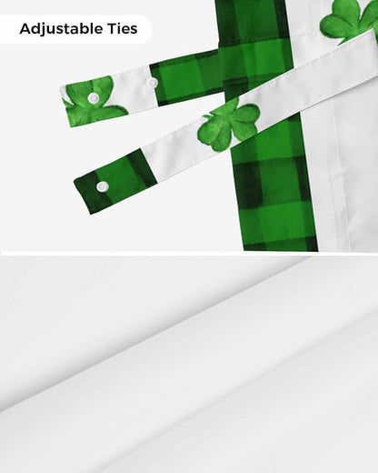 Gnome St. Patrick's Day Blackout Tie Up Valance Curtains for Kitchen Windows Buffalo Plaid Shamrock Window Toppers Balloon Shades for Living Room/Bathroom/Bedroom,1 Panel, 54" X 18", Spring Holiday