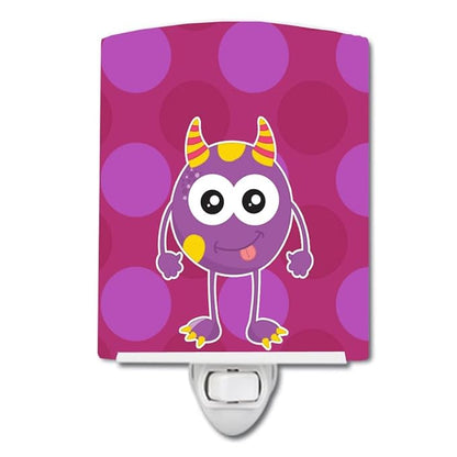 Caroline's Treasures BB8850CNL Monster Purple Ceramic Night Light Compact, UL-Certified, Ideal for Bedroom, Bathroom, Nursery, Hallway, Kitchen, 6x4x3, Multicolor