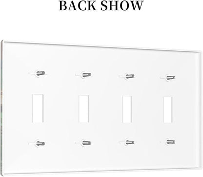 Cartoon Animal Zebra Leopard Giraffe Bird Leaf Quad Toggle Nursery Light Switch Covers Decorative 4 Gang Wall Plate Electrical Faceplate Switchplate for Kidroom Bedroom Bathroom Decor