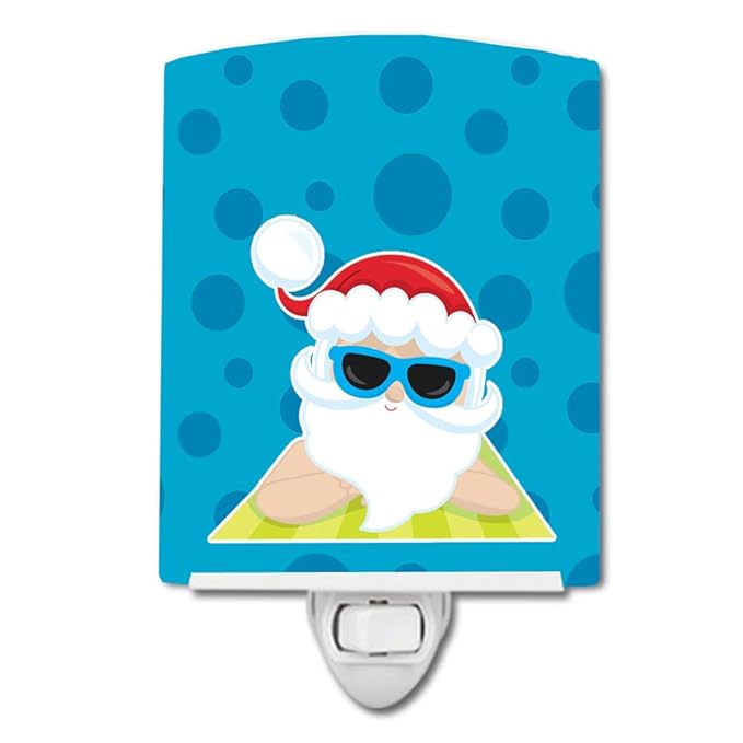 Caroline's Treasures BB9074CNL Beach Santa Claus #7 Ceramic Night Light Compact, UL-Certified, Ideal for Bedroom, Bathroom, Nursery, Hallway, Kitchen, 6x4x3, Multicolor