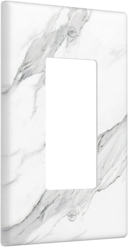 Marble Grey Wall Plate Decorative Light Switch Cover 1-Gang Single Rocker Faceplate fo Bathroom Farmhouser Kitchen Bedroom White