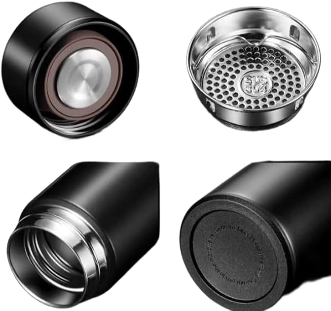 LIQUID WATER BOTTLE, 40oz Stainless Steel Water Bottle with Time Display and Leak-Proof Flip Top, Motivational Quote for Fitness, Gym, Work, Travel (Black) (Black), large