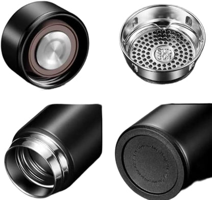 LIQUID WATER BOTTLE, 40oz Stainless Steel Water Bottle with Time Display and Leak-Proof Flip Top, Motivational Quote for Fitness, Gym, Work, Travel (Black) (Black), large