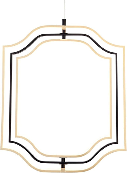 modern LED chandelier DIY creative chandelier adjustable hanging chandelier round ring 3 ring 3000K warm white light fixture for dining room bedroom kitchen island hall black gold (D = 19.7")