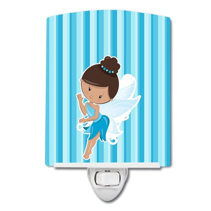 Caroline's Treasures BB6910CNL Fairy Blue Stripes Ceramic Night Light Compact, UL-Certified, Ideal for Bedroom, Bathroom, Nursery, Hallway, Kitchen, 6x4x3, Multicolor