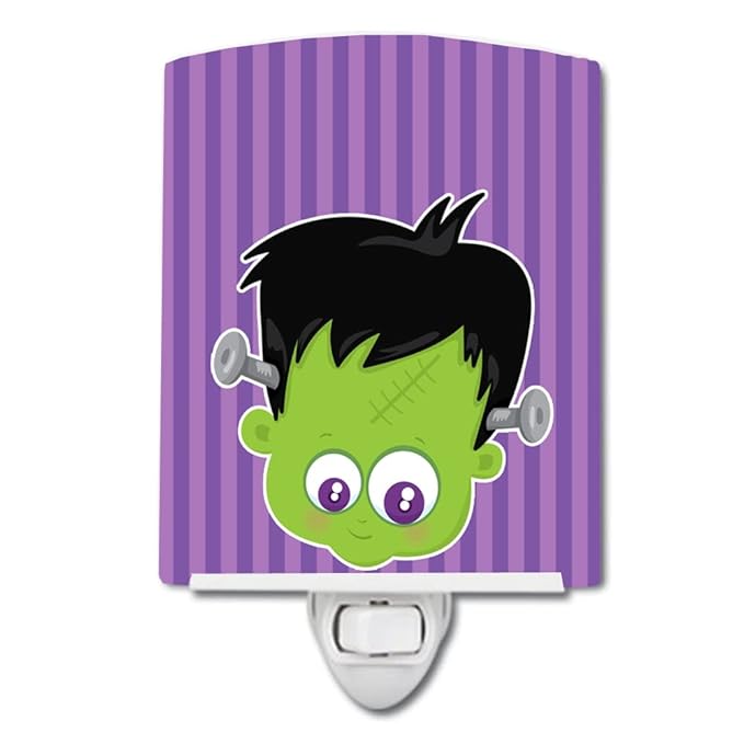 Caroline's Treasures BB8788CNL Halloween Frankenstein Ceramic Night Light Compact, UL-Certified, Ideal for Bedroom, Bathroom, Nursery, Hallway, Kitchen, 6x4x3, Multicolor