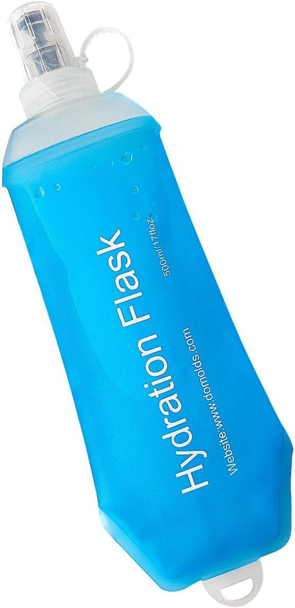 500ml Soft Flask, TPU Collapsible Soft Water Bottle for Hydration Pack, Running Vest, Folding Water Bottle for Hiking Cycling Climbing-1Pcs, Blue