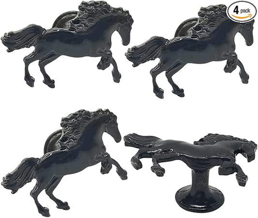 Horse Cabinet Knob 4 Pcs Drawer Dresser Knobs Pulls Cupboard Furniture Door Knobs Decorative Zinc Alloy Single Hole Handles