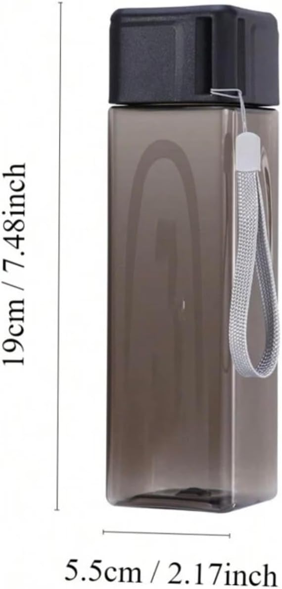 500ml LASSY Clear Trendy Aesthetic Water Bottle with Wristlet, Stainless Steel, for Sports, Travel, Gym (Black)