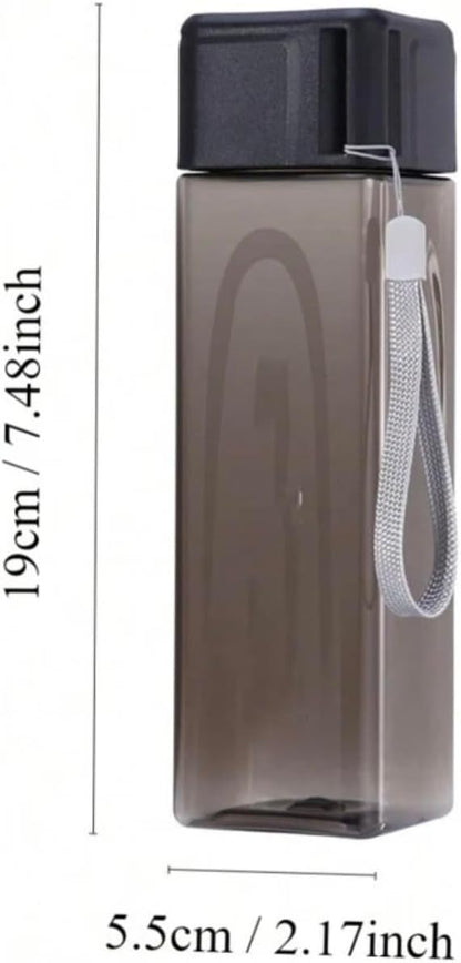 500ml LASSY Clear Trendy Aesthetic Water Bottle with Wristlet, Stainless Steel, for Sports, Travel, Gym (Black)