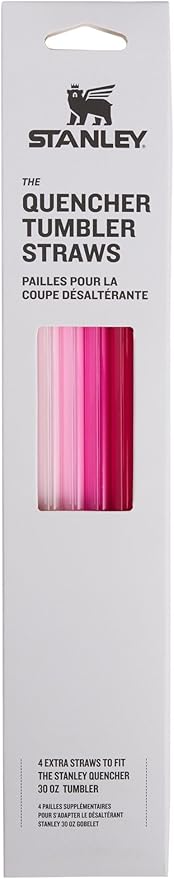 Stanley Reusable Quencher Straws | 4-Pack of BPA-Free, Reusable Straws for Clean Drinking | Perfect for Stanley's 30oz Tumblers | Pink