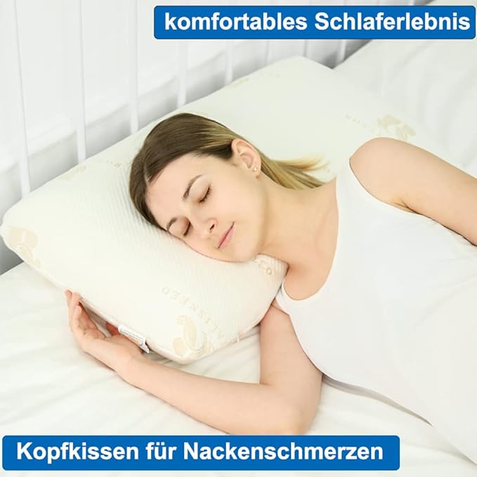 Royalisneeo 100% Talalay Latex Pillow, Medium Soft, Foam Rubber Pillow Helps Relieve Pressure,Perfect Package with Cotton Cover for Back, Stomach and Side Sleepers（Queen）