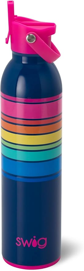 Swig Life 26oz Insulated Water Bottle with Straw & Flip + Sip Handle | Leak Proof, Dishwasher Safe, Cup Holder Friendly, Stainless Steel Water Bottle in Electric Slide