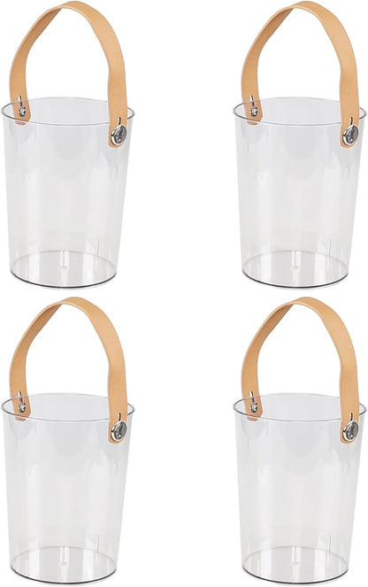 4-Pack 4.5 Quart Clear Acrylic Round Champagne Bucket, Plastic Clear Ice Bucket with Handle
