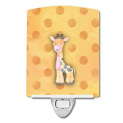 Caroline's Treasures BB7373CNL Polkadot Griaffe Watercolor Ceramic Night Light Compact, UL-Certified, Ideal for Bedroom, Bathroom, Nursery, Hallway, Kitchen, 6x4x3, Multicolor