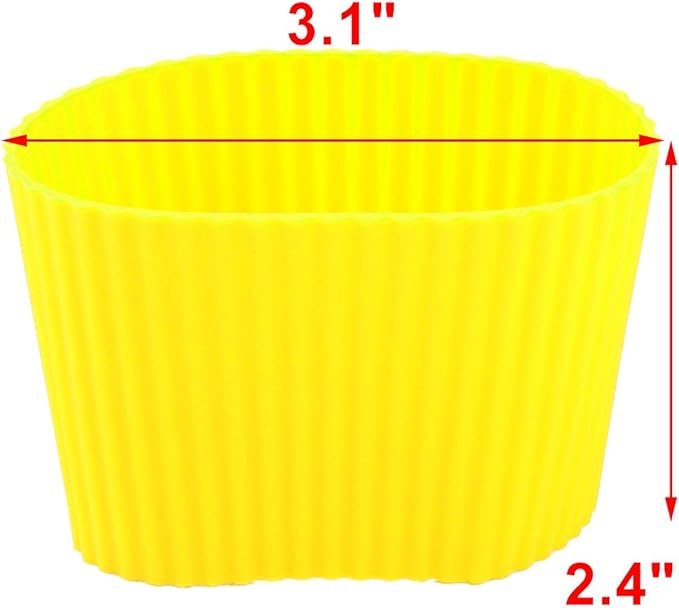 uxcell Silicone Nonslip Glass Bottle Mug Cup Sleeve Protector Cover Yellow