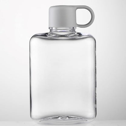 Portable Flat Water Bottle,12 oz BPA Free Plastic Travel Water Bottle for Camping, Fitness, Outdoor Sports, Fits Purse and Pocket - Clear (grey)