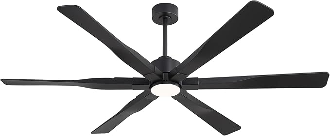 68 Inch Ceiling Fan with Lights and Remote Control, 6 Reversible ABS Blades, 6-Speed Noiseless DC Motor with 4.5" / 12" / 24" Downrods for Bedroom Dining Living Room, Black