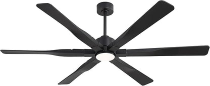 68 Inch Ceiling Fan with Lights and Remote Control, 6 Reversible ABS Blades, 6-Speed Noiseless DC Motor with 4.5" / 12" / 24" Downrods for Bedroom Dining Living Room, Black