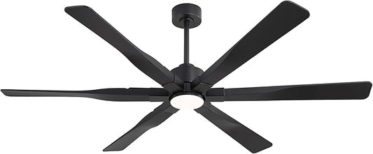 78 Inch Ceiling Fan with Lights and Remote Control, 6 Reversible ABS Blades, 6-Speed Noiseless DC Motor with 4.5" / 12" / 24" Downrods for Bedroom Dining Living Room, Black