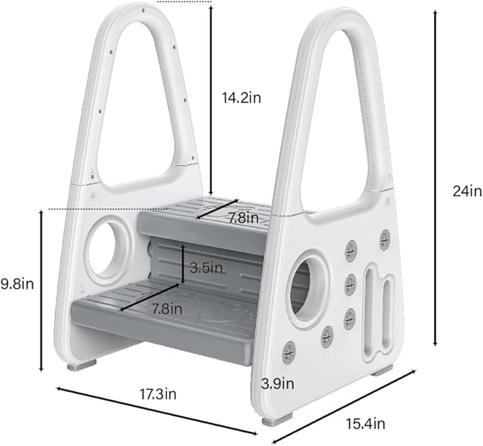 Toddler Step Stool for Bathroom Toilet Potty Training Children Step Ladder Step Stool for Kids with Safety Handles (Two Floor)