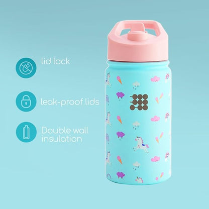 Cubitt Kids Water Bottle 14 oz with Straw Lid, Insulated Stainless Steel, Double Walled Tumbler Travel Cup, Thermo Mug, Leak Proof, Cold for up to 24 hours, Hot for up to 12 hours
