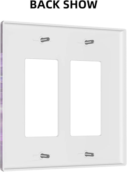 Purple Butterfly Flower Double Rocker Light Switch Wall Plate Cover Decorative 2-Gang for Outlet Girls Room Bathroom Bedroom Home Kitchen Two Decora Receptacle Polycarbonate Power Gear 4.5" x 4.6"