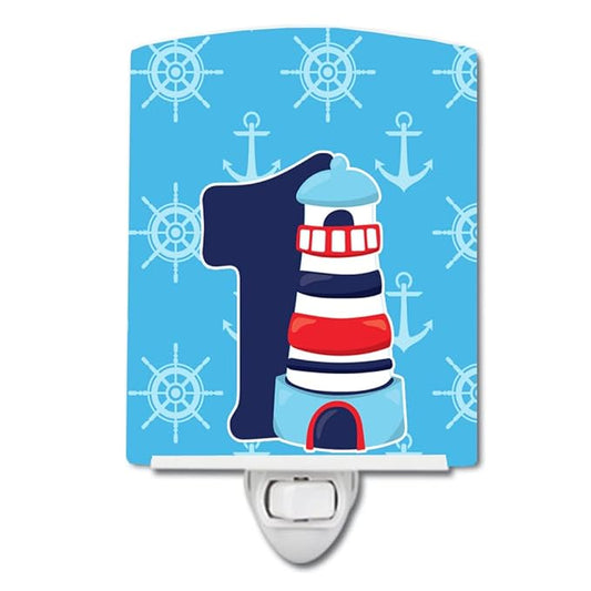 Caroline's Treasures BB8872CNL Nautical Month 1 Ceramic Night Light Compact, UL-Certified, Ideal for Bedroom, Bathroom, Nursery, Hallway, Kitchen, 6x4x3, Multicolor