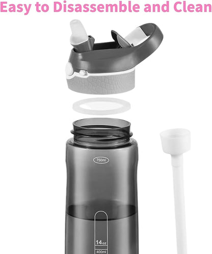 25oz Pink Water Bottle with Clip Handle and Locking Lid, Reusable Travel Tritan Water Bottle with Straw and Sports Plastic Water Bottle - Pink