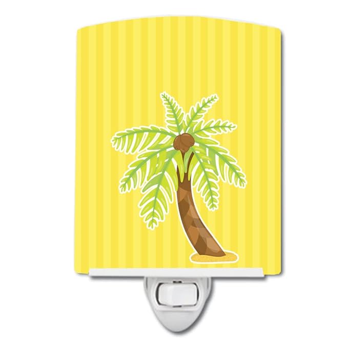 Caroline's Treasures BB8641CNL Palm Tree Ceramic Night Light Compact, UL-Certified, Ideal for Bedroom, Bathroom, Nursery, Hallway, Kitchen, 6x4x3, Multicolor