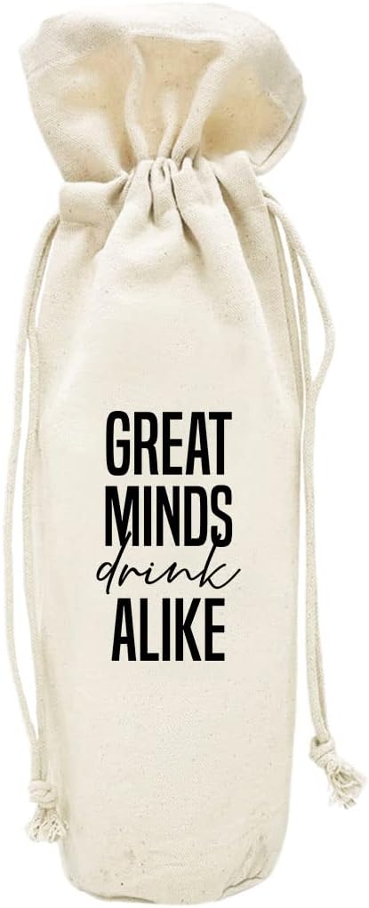 Andaz Press Mothers Day Wine Bag, Great Minds Drink Alike, Mothers Day Wine Bottle Cover, Mother's Day Gifts, Canvas Wine Gift Bag Champagne Bottle Bag Wine Bags For Wine Bottles Gifts 1-Pack