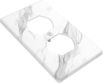 Marble Grey Wall Plate Decorative Light Switch Cover 1-Gang Single Duplex Outlet Faceplate for Kitchen Bathroom Bedroom Room Receptacle White