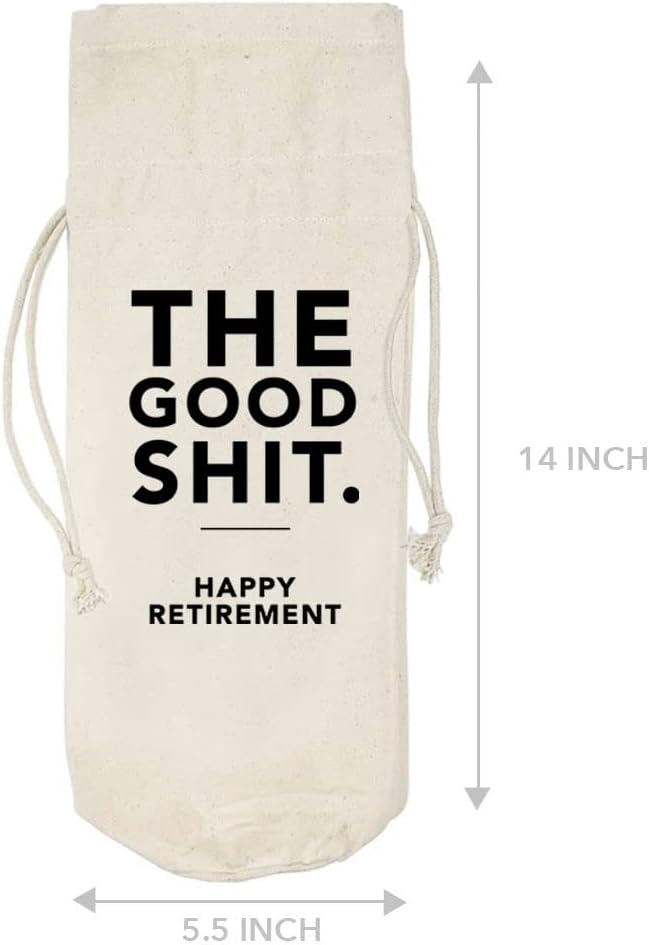 Andaz Press Retirement Wine Bag, The Good Shit Happy Retirement Wine Bottle Cover, Funny Retirement Gifts Canvas Wine Bag Champagne Bottle Bag Wine Bottle Gifts, Retirement Gifts For Men Women, 1-Pack
