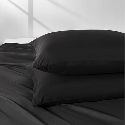 2 Pack Microfiber King Zipper Pillowcases, Soft Comfortable Not Shrink Black Pillow Case, Breathable Pillow Cases Set of 2 (20x36 Inches)